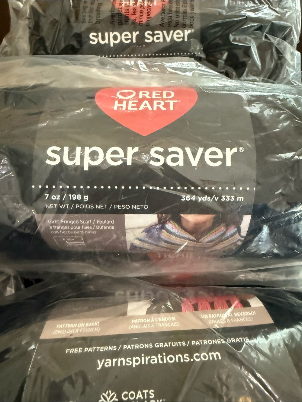 Red Heart Super Saver Black Scarf Yarn